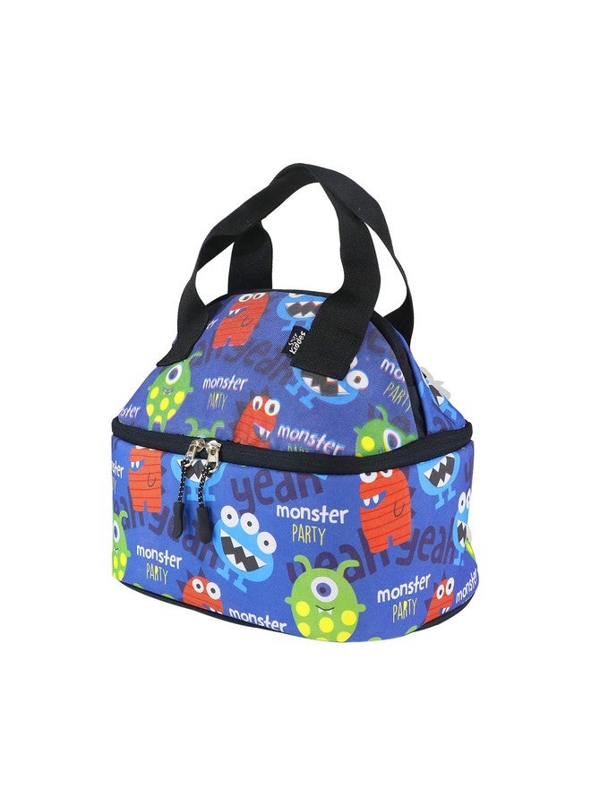 Smily Kiddos | Double Decker Lunch Bag Monster Theme - Blue | Kids & School Lunch Bag | Lunch Bag for Kids | Lunch Bag for School | Comes with 2 Main Compartment LxWxH :25.5 X 17 X 20 CM - Image 5