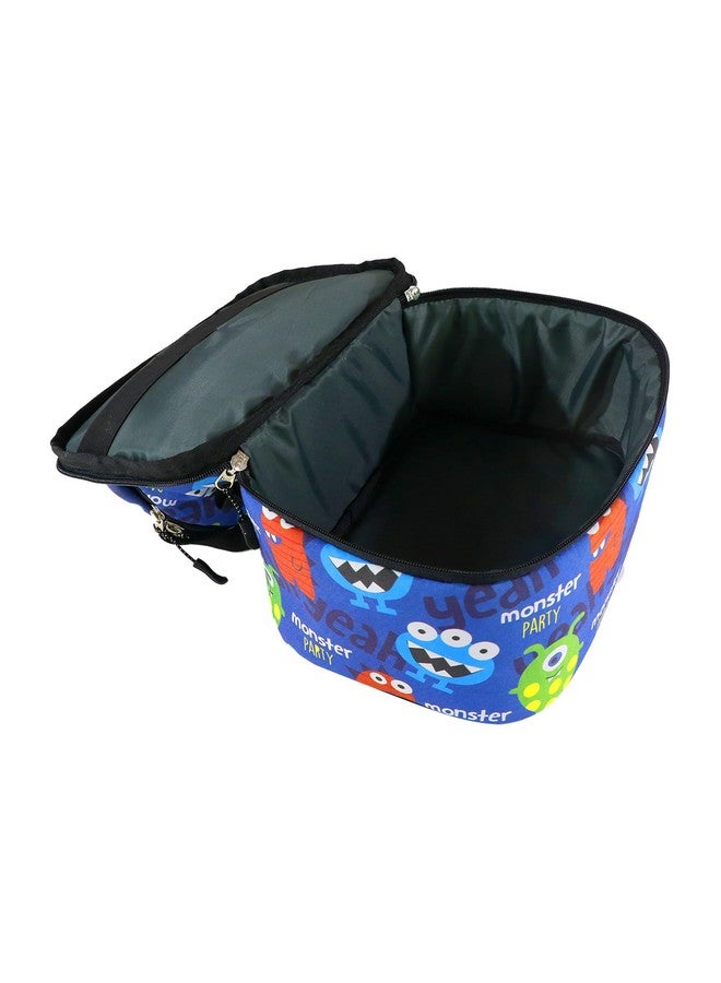 Smily Kiddos | Double Decker Lunch Bag Monster Theme - Blue | Kids & School Lunch Bag | Lunch Bag for Kids | Lunch Bag for School | Comes with 2 Main Compartment LxWxH :25.5 X 17 X 20 CM - Image 2
