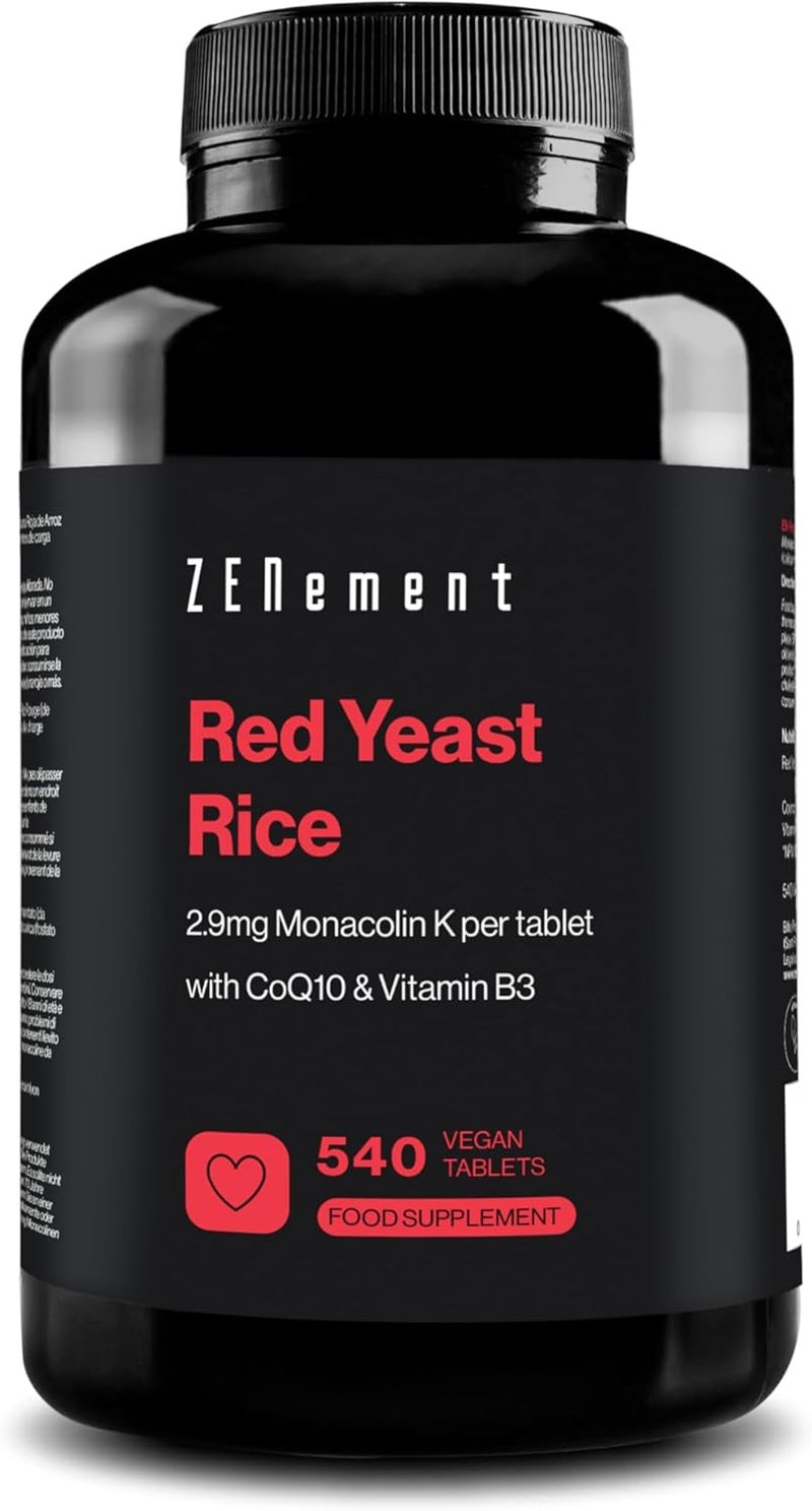 Zenement Red Yeast Rice 540 Vegan Tablets Provides 29mg Monacolin K Enriched with Coenzyme Q10 and Vitamin B3 Citrinin Free Zenement - Image 1
