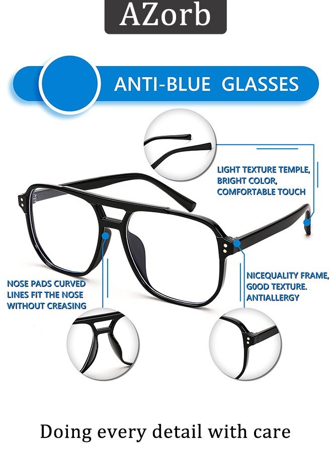 AZorb Blue Light Glasses for Men Women Clear Lens Eyeglasses Aviator Frame Eye Glasses Blue Light Blocking UV Protection for Reading Gaming Computer TV Phone Glasses Black  - Image 3