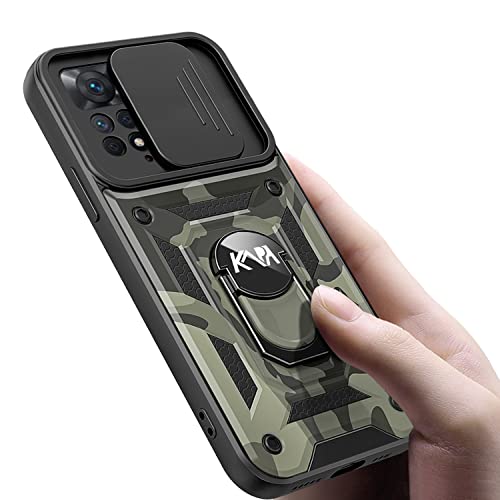 Kapa Tank Back Cover for Redmi Note 11 PRO + Plus, Inbuilt Ring + Slider Shockproof Lens Protection Case (Black) - Image 4
