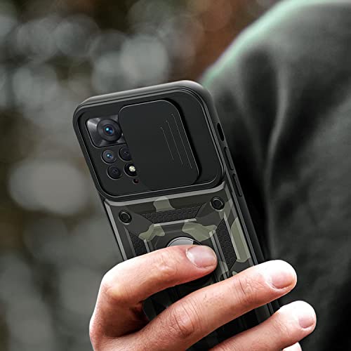 Kapa Tank Back Cover for Redmi Note 11 PRO + Plus, Inbuilt Ring + Slider Shockproof Lens Protection Case (Black) - Image 5