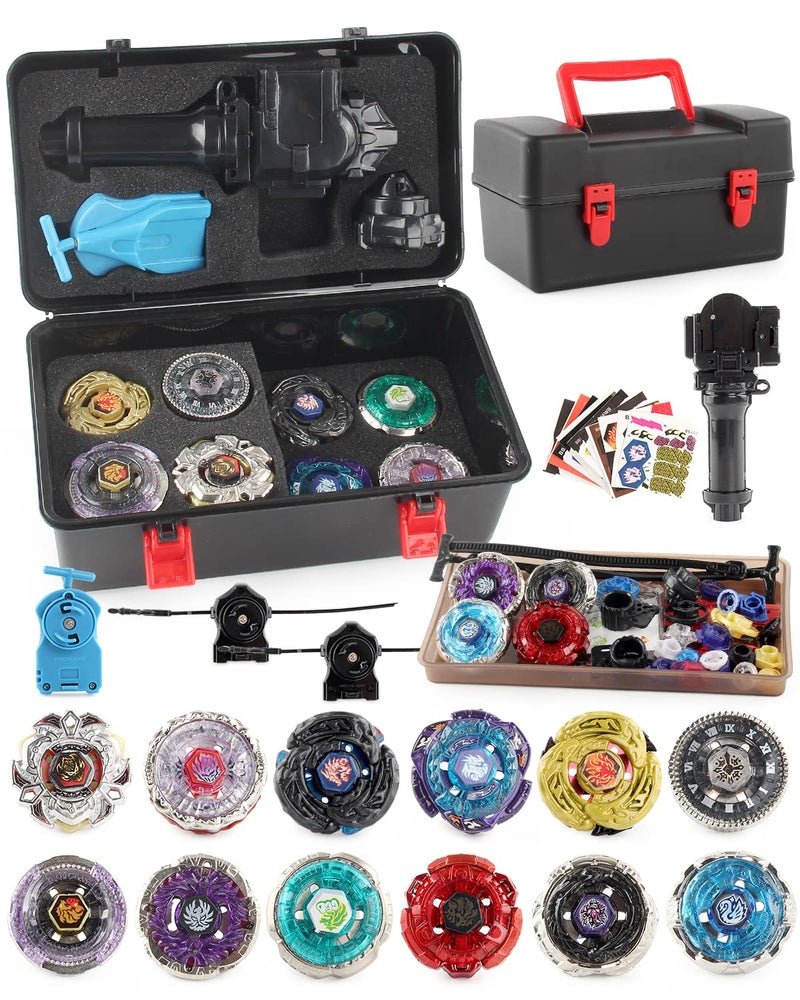 AIBREAY Battling Top Toy Set 12 Spinning Tops 3 Launchers Metal Fusion Gyro Game with Portable Storage Box Gift for Kids Children Boys Ages 6 - Image 3