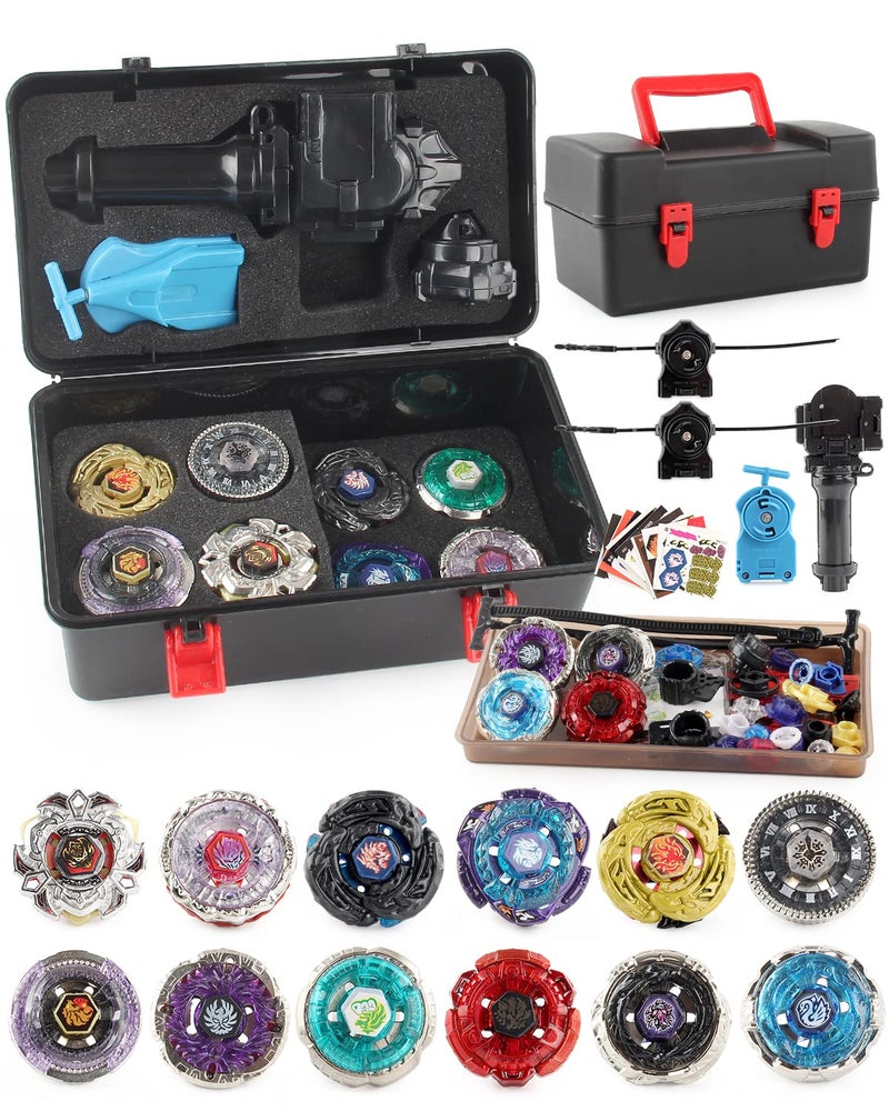 AIBREAY Battling Top Toy Set 12 Spinning Tops 3 Launchers Metal Fusion Gyro Game with Portable Storage Box Gift for Kids Children Boys Ages 6 - Image 2