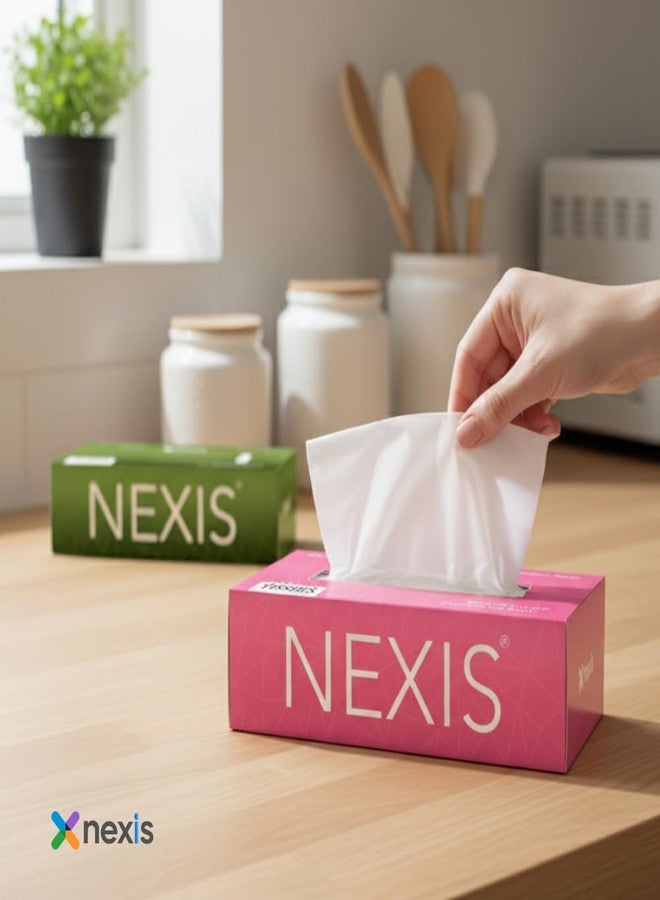 NEXIS || 2-Ply Facial Tissue Paper Box || 800 Sheets || 100 Pulls x 4 Boxes || Car Tissue || Soft And Highly Absorbent || 100% Natural Virgin Fibre || Pack of 4 - Image 2