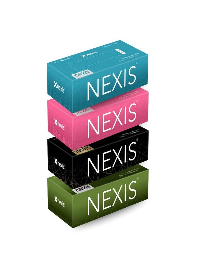 NEXIS || 2-Ply Facial Tissue Paper Box || 800 Sheets || 100 Pulls x 4 Boxes || Car Tissue || Soft And Highly Absorbent || 100% Natural Virgin Fibre || Pack of 4 - Image 1