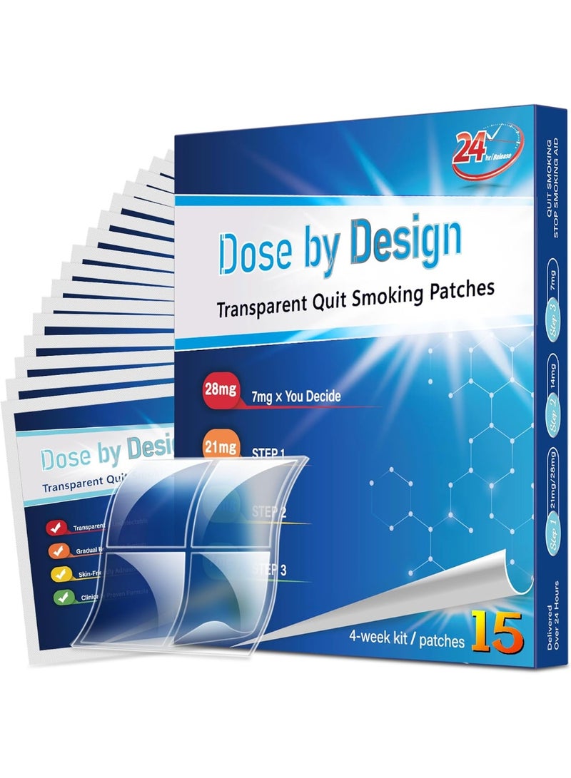 Kingone Nicotine Patches - Transdermal System Transparent Patch - Smoking or Vaping Quitting Aid - Step 1-21mg (Step 1-28mg-15 Phtches) - Image 1
