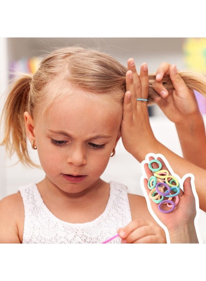 Pengxiaomei 200Pcs Baby Hair Ties, Soft Cotton Toddler Hair Ties for Girls and Kids, 1 Inch Multicolor Seamless Hair Bands - Image 4