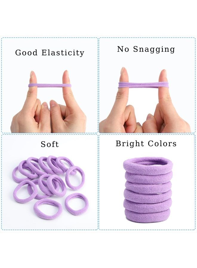 Pengxiaomei 200Pcs Baby Hair Ties, Soft Cotton Toddler Hair Ties for Girls and Kids, 1 Inch Multicolor Seamless Hair Bands - Image 3