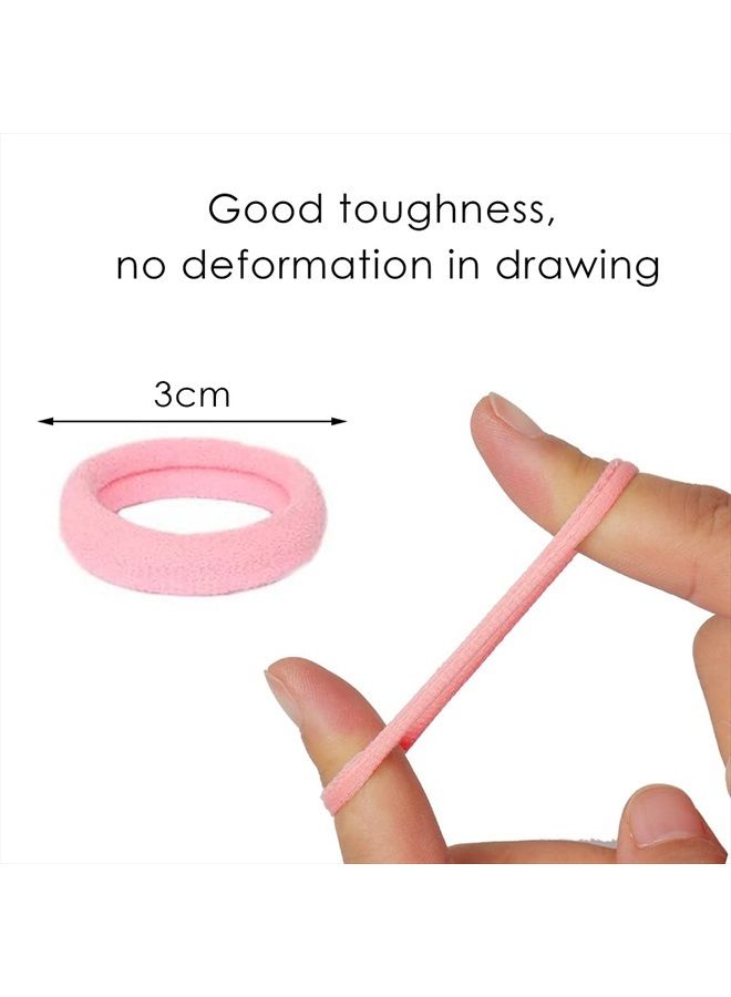 Pengxiaomei 200Pcs Baby Hair Ties, Soft Cotton Toddler Hair Ties for Girls and Kids, 1 Inch Multicolor Seamless Hair Bands - Image 2