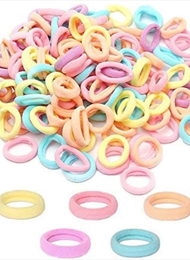 Pengxiaomei 200Pcs Baby Hair Ties, Soft Cotton Toddler Hair Ties for Girls and Kids, 1 Inch Multicolor Seamless Hair Bands - Image 1
