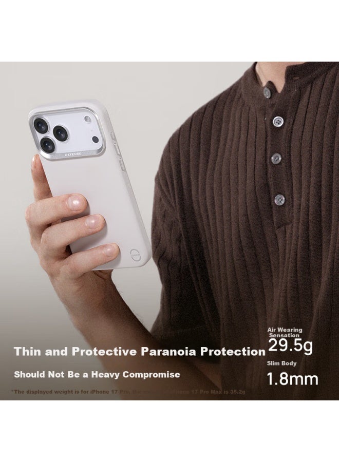 Defense Suitable For Apple Iphone 17 Pro Max Case, Leather Slim Shockproof Iphone 17 Pro Max Protective Case With Magnetic Anti-sweat Full Coverage, Feather White - Image 4