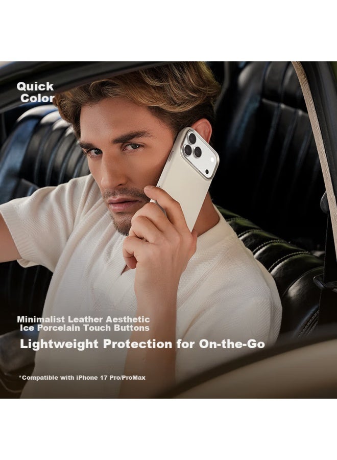 Defense Suitable For Apple Iphone 17 Pro Max Case, Leather Slim Shockproof Iphone 17 Pro Max Protective Case With Magnetic Anti-sweat Full Coverage, Feather White - Image 3