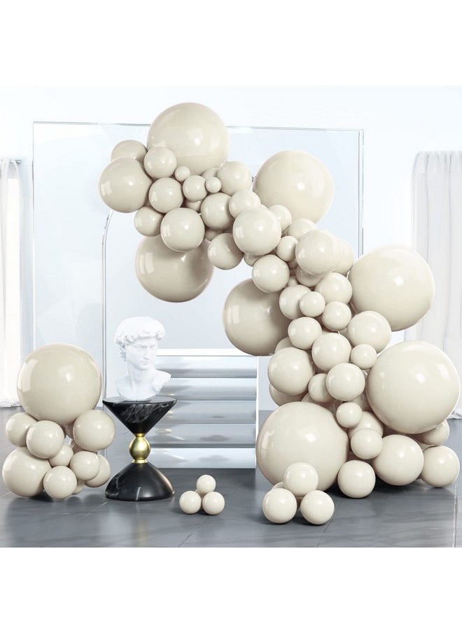 PartyWoo White Sand Balloons, 100 Pcs Boho White Balloons Different Sizes Pack Of 18 Inch 12 Inch 10 Inch 5 Inch Sand White Balloons For Balloon Garland Balloon Arch As Party Decorations, White-F12  - Image 1