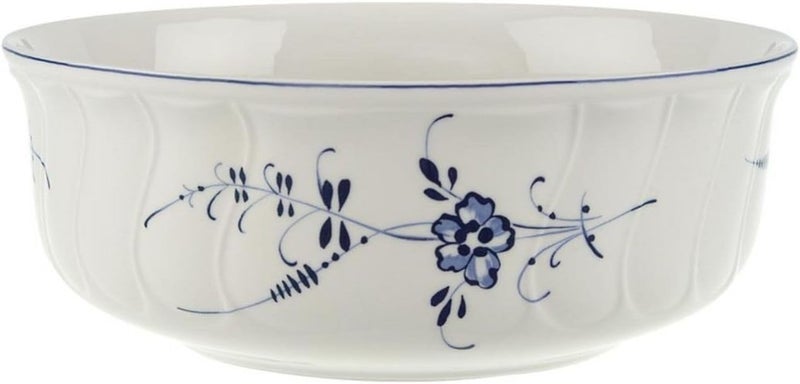 Villeroy & Boch Villeroy  Boch Vieux Luxembourg Round Vegetable Bowl 8 in Premium Porcelain WhiteBlue - Image 4