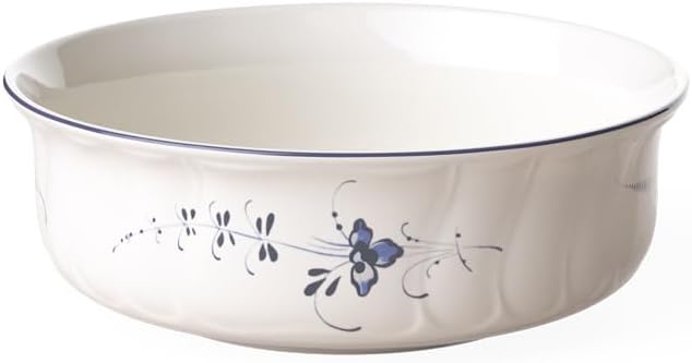 Villeroy & Boch Villeroy  Boch Vieux Luxembourg Round Vegetable Bowl 8 in Premium Porcelain WhiteBlue - Image 1