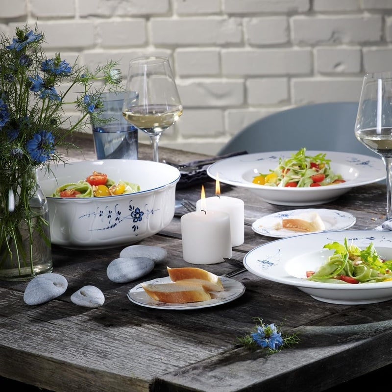 Villeroy & Boch Villeroy  Boch Vieux Luxembourg Round Vegetable Bowl 8 in Premium Porcelain WhiteBlue - Image 3