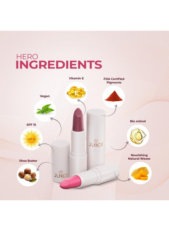 Juice Festive Maroon - M14 Kiss Sensation Lipstick & Bare all Nude - M18 Color Luxe Liquid Lipstick with Goodness of Bio Retinol, & SPF 15 UV Protection - Image 3