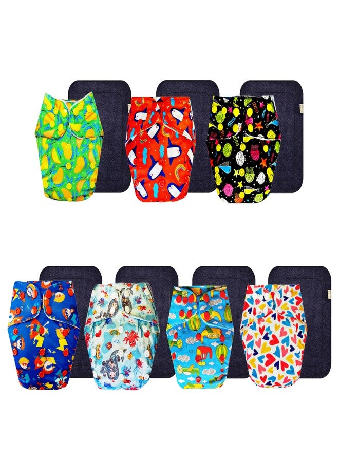 Dumbledo Premium Cloth Diaper with Black Insert (Pack of 7) | Dry Feel and Comfortable | 6-Layer Absorbent Pad | Quick Dry | Designed by Moms | 3 Months - 3 Years | Unisex Baby - Image 1