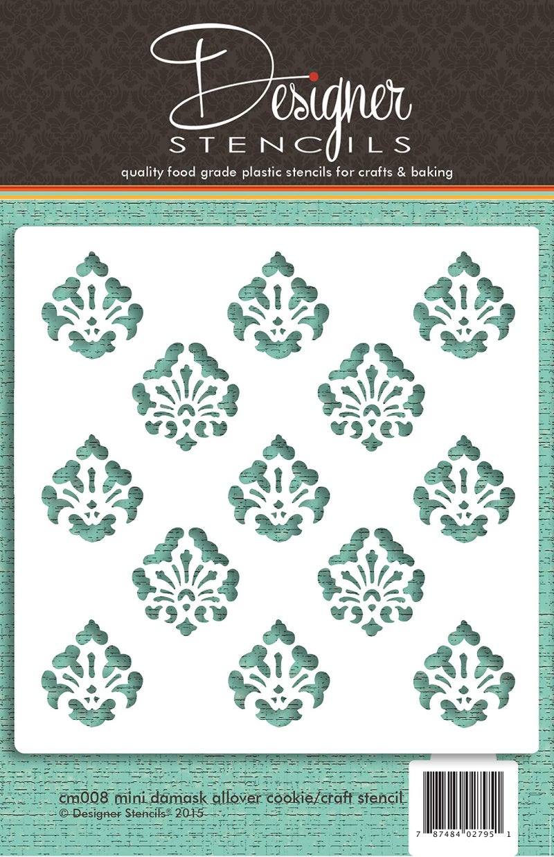 Designer Stencils Mini Damask Allover Cookie and Craft Stencil CM008 by Designer Stencils - Image 5