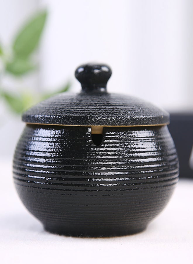 Ceramic Ashtray with Lid and Sink Ash Holder for Smokers Desktop Smoking Ash Tray for Home Office Use & Decoration - Image 1
