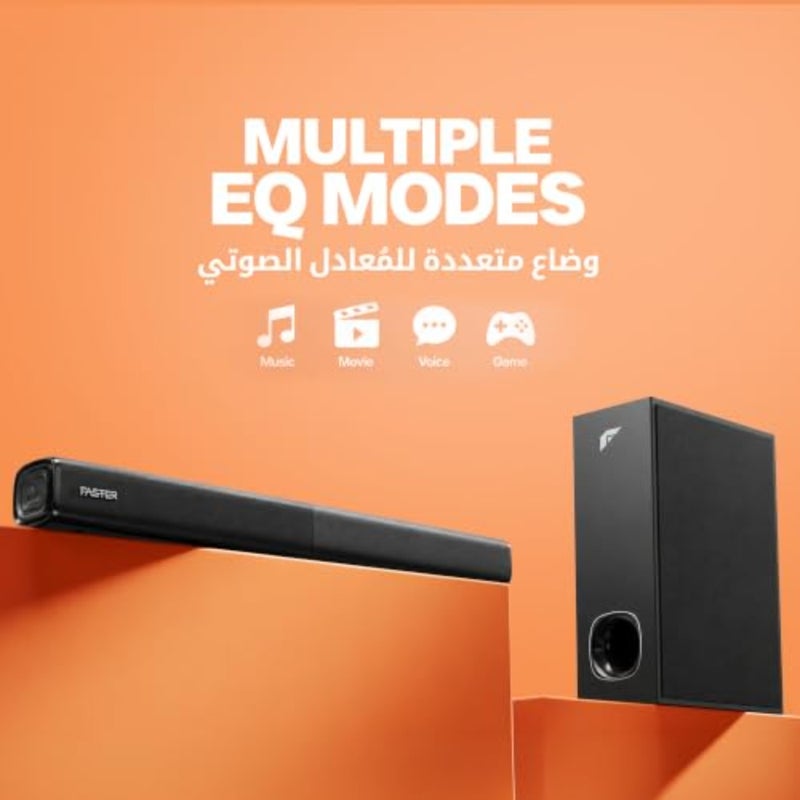 مسرح منزلي XB7000 2.1 قناة، مكبر صوت مع مضخم صوت، نظام مسرح أسود بقدرة 80 وات مثبت على الحائط، صوت جهير عميق مثير. بلوتوث، HDMI ARC، بصري، AUX، USB للتلفزيون، الكمبيوتر الشخصي مع جهاز التحكم عن بعد - Image 5
