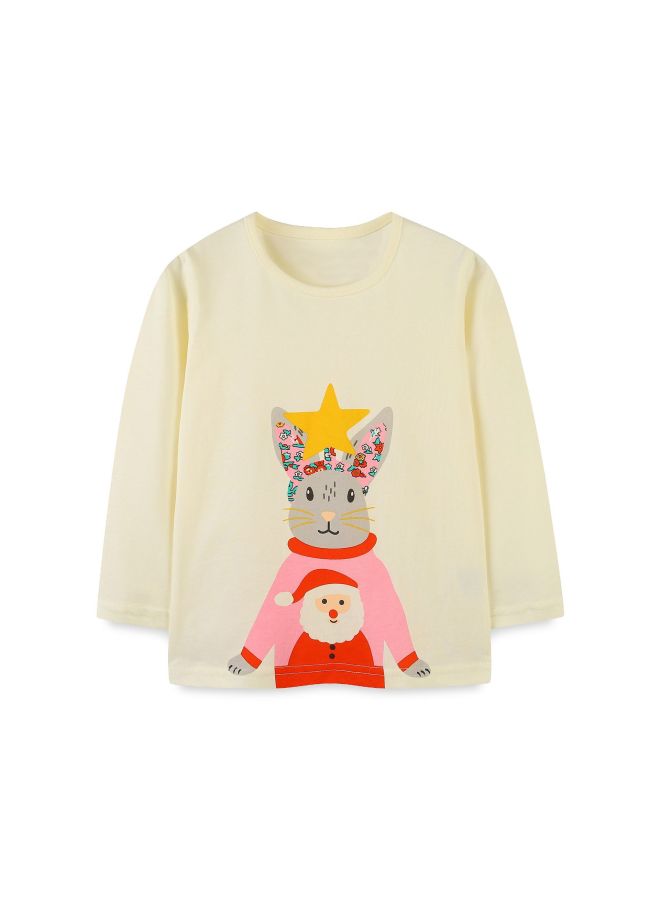Girls Zodiac Rabbit Cartoon Print Long Sleeve T-Shirt – Western Style