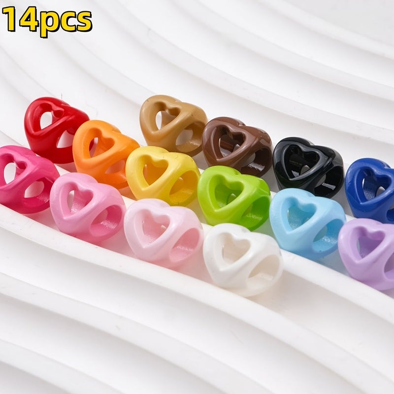 14pcs Mixed Colors Hollow Acrylic Beads for DIY Jewelry Bracelet Making - Image 3