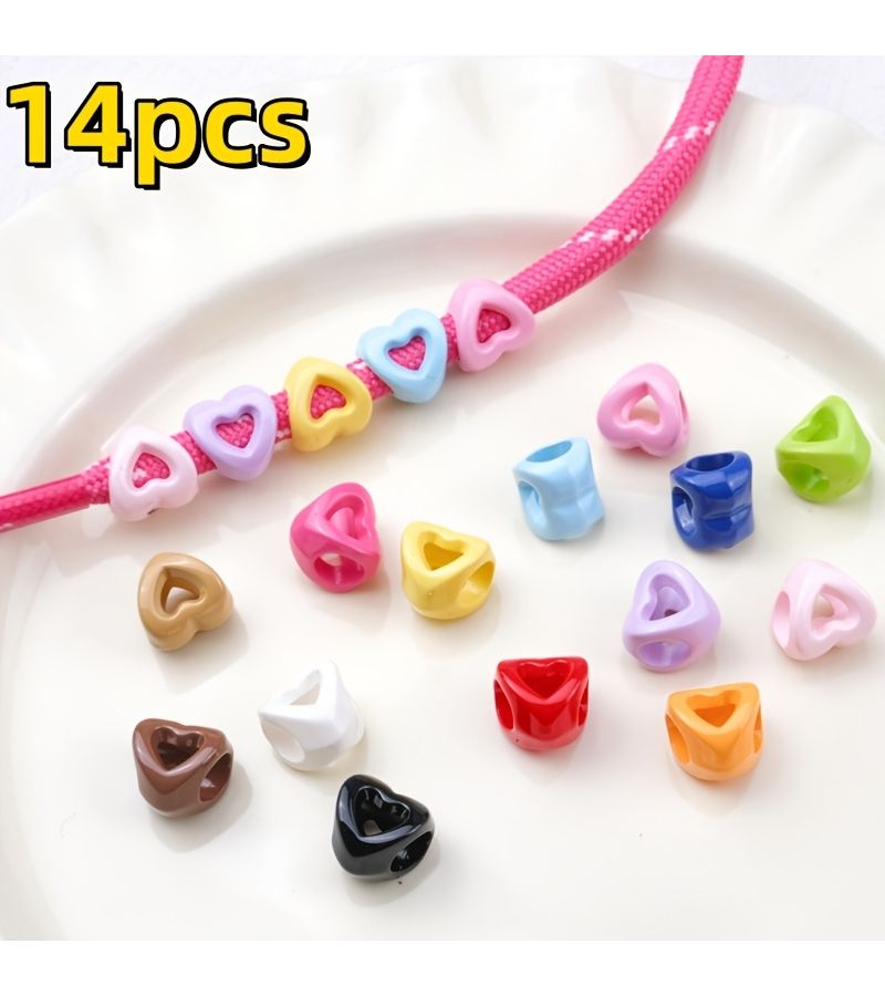 14pcs Mixed Colors Hollow Acrylic Beads for DIY Jewelry Bracelet Making - Image 4