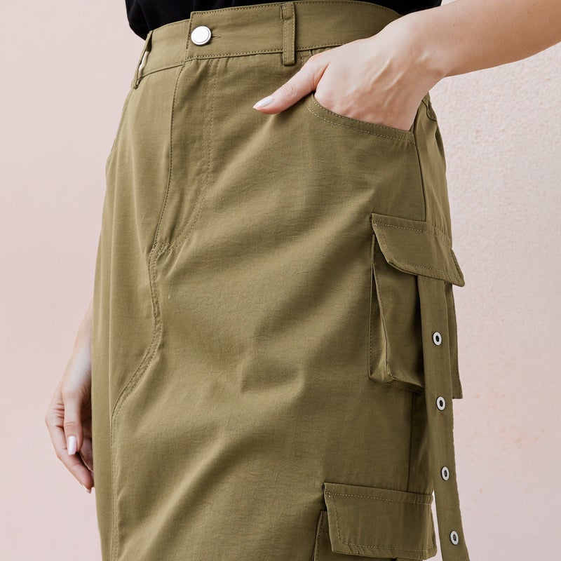 تواكستريمز تنورة ماكسي كارغو  بفتحة وجيوب - Image 4