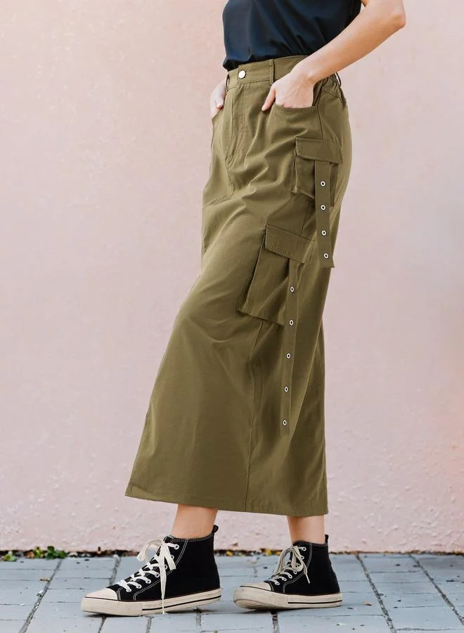 2Xtremz 2Xtremz Utility Cargo Maxi Skirt with Slit and Pockets