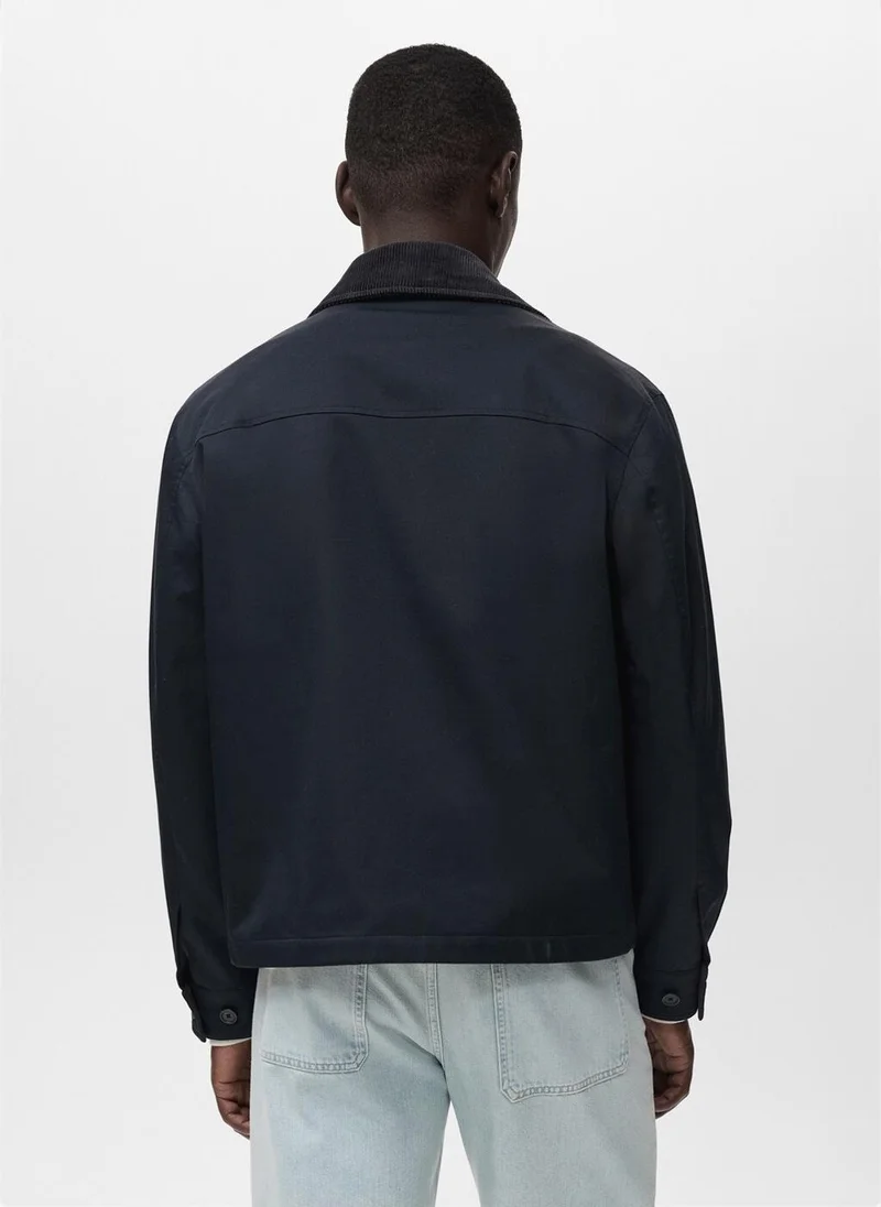 مانجو مان Water-repellent jacket featuring a corduroy collar