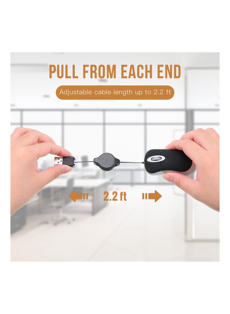 KASTWAVE Retractable Mini USB Wired Mouse for Kids, Children Small Wired Mouse Pocket Mouse, Compact USB Mouse for Kids Travel with 2.3 Feet USB Cord, 3 Pcs  - Image 3