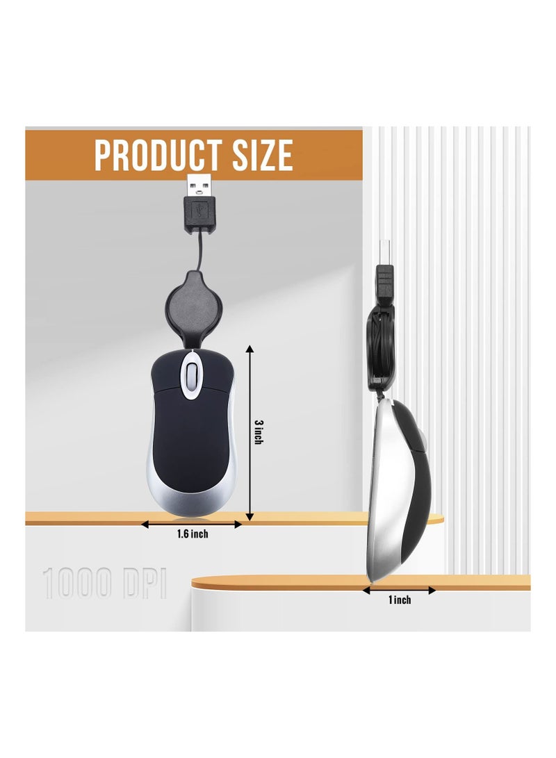 KASTWAVE Retractable Mini USB Wired Mouse for Kids, Children Small Wired Mouse Pocket Mouse, Compact USB Mouse for Kids Travel with 2.3 Feet USB Cord, 3 Pcs  - Image 5