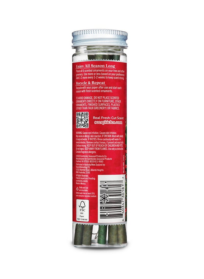 ScentSicles عصي زينة معطرة من سينتسيكلز لعيد الميلاد، سنوبيري باين، 6 قطع - Image 2