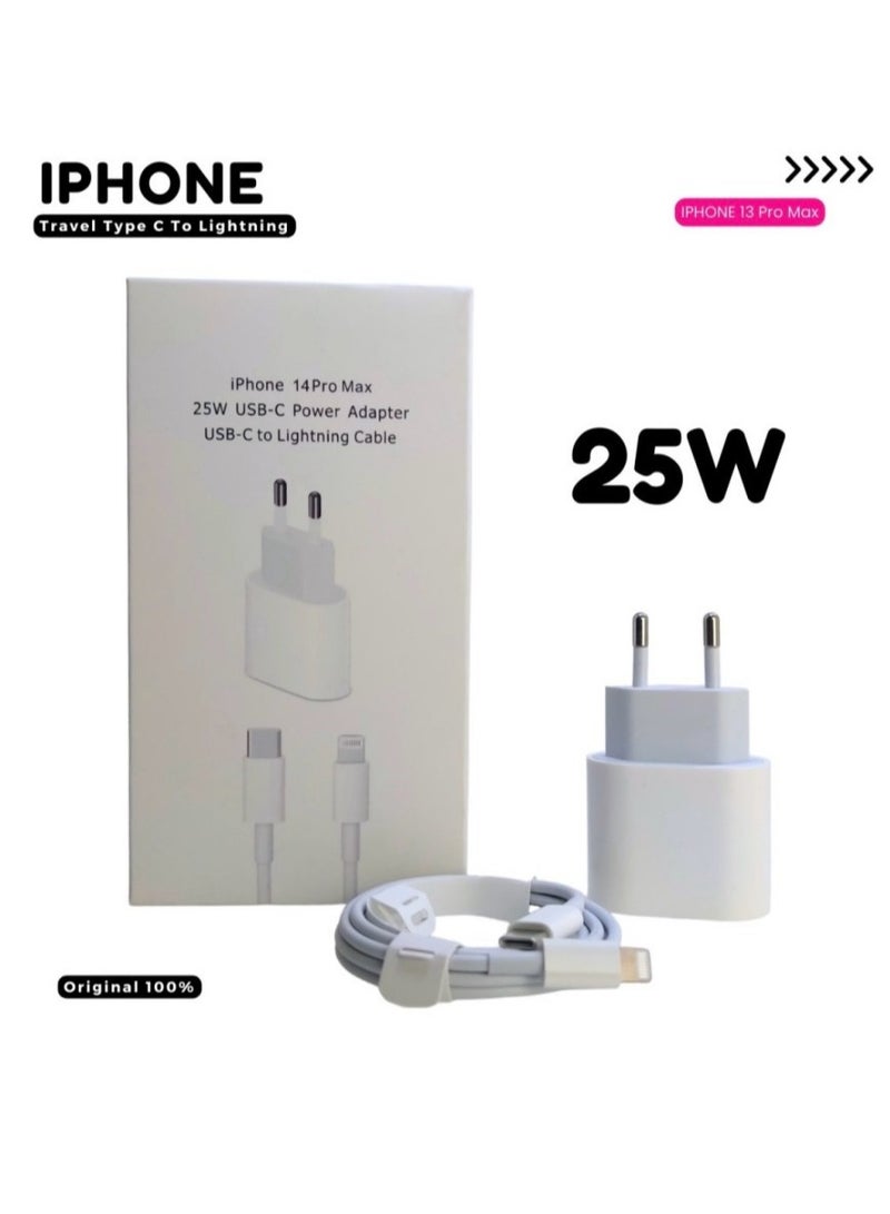محول طاقة iPhone 14 Pro Max 25W USB-C من USB-C إلى كابل Lightning - Image 3