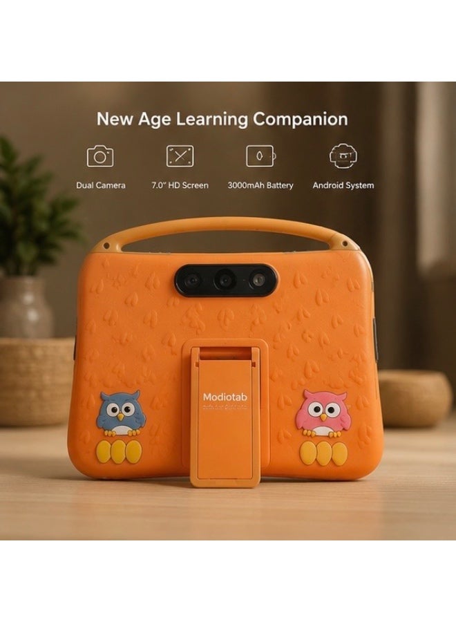 MODIO TAB Modiotab Kids Learning Tablet 7 Inch WiFi Android Tablet 6GB RAM 256GB Storage with Protective Owl Case & Backpack – Orange - Image 4