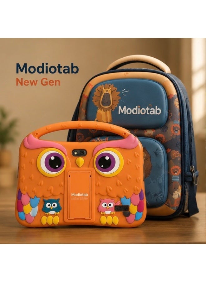MODIO TAB Modiotab Kids Learning Tablet 7 Inch WiFi Android Tablet 6GB RAM 256GB Storage with Protective Owl Case & Backpack – Orange - Image 1