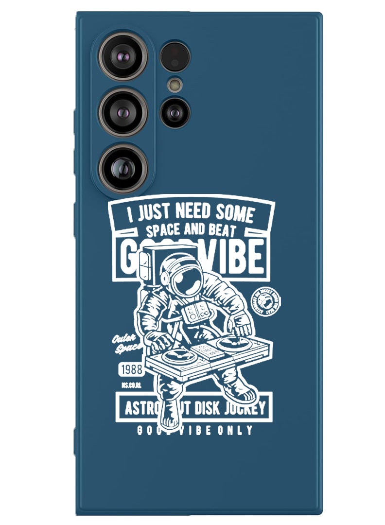 Theodor Protective Slim Fit Case Liquid Silicone Cover with Full Body Protection Anti-Scratch Shockproof Case For Samsung Galaxy S25 Ultra (Blue) - Good vibe - White - Image 1