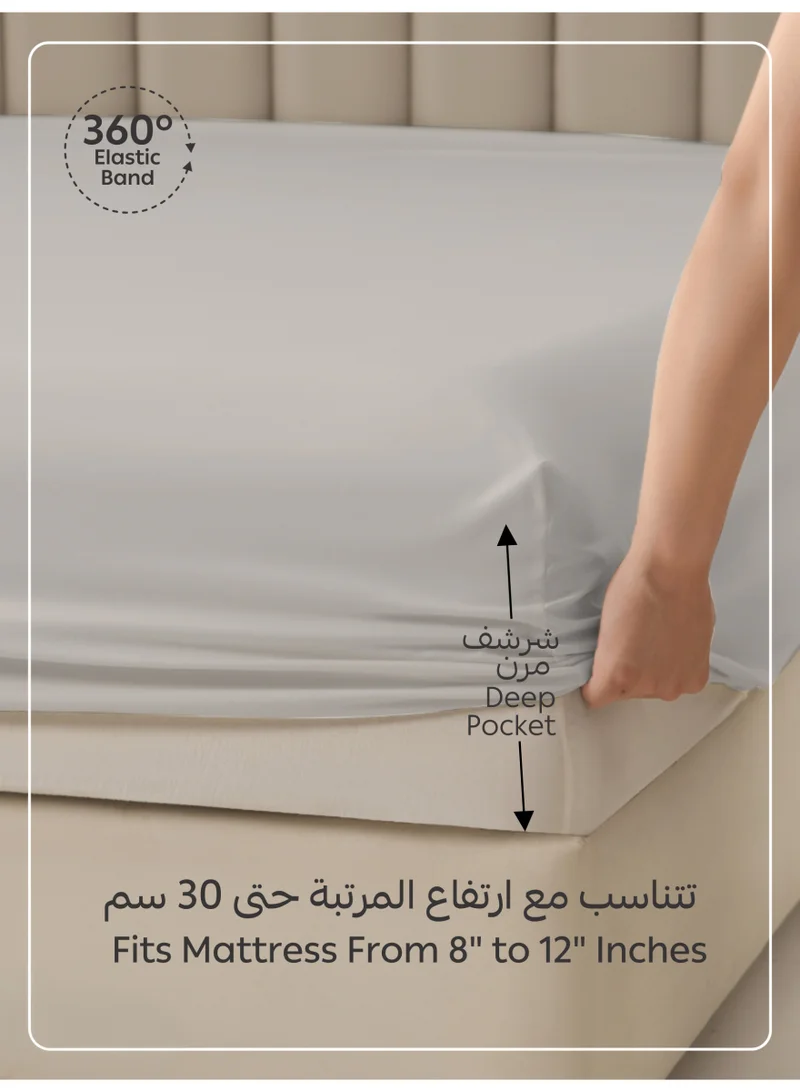 Donetella SINGLE (90x200cm) Bedding Fitted Sheet - Fits 90x200 Cm Bed For Single Bed 2 Pcs (1 Fitted Sheet and 1 Pillowcase) - 30 Cm Deep Pocket - Solid Bed Sheet  | Best Price UAE
