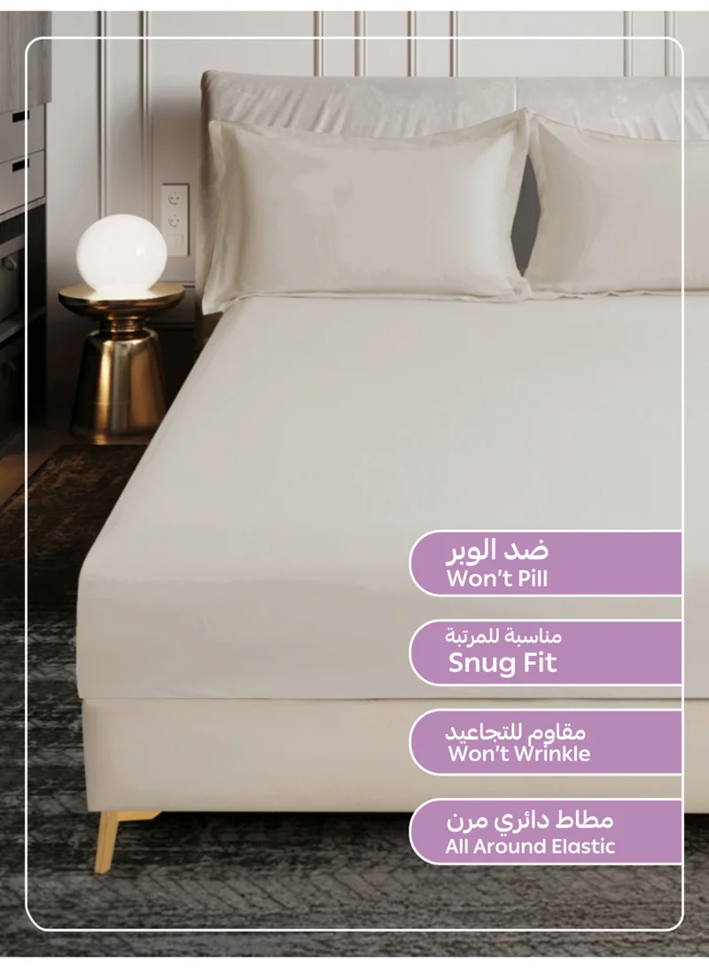 Donetella SINGLE (90x200cm) Bedding Fitted Sheet - Fits 90x200 Cm Bed For Single Bed 2 Pcs (1 Fitted Sheet and 1 Pillowcase) - 30 Cm Deep Pocket - Solid Bed Sheet  | Best Price UAE