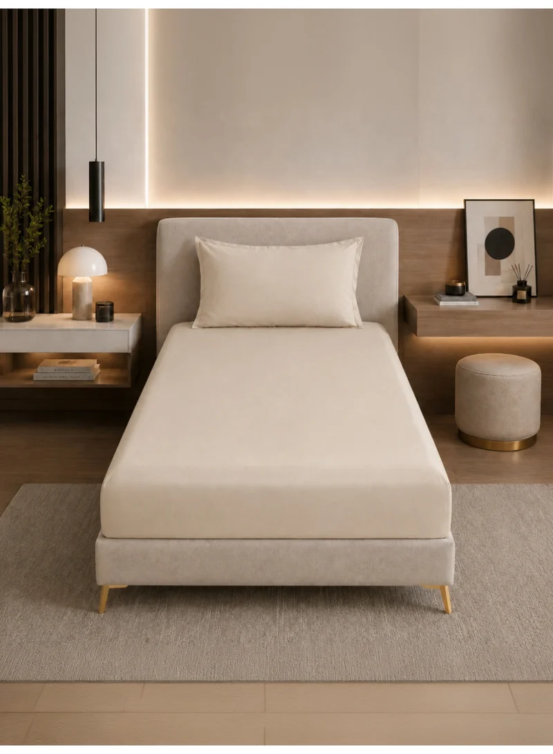 Donetella Bedding Fitted Sheet - Fits 90x200 Cm Bed For Single Bed 2 Pcs (1 Fitted Sheet and 1 Pillowcase) - 30 Cm Deep Pocket - Solid Bed Sheet