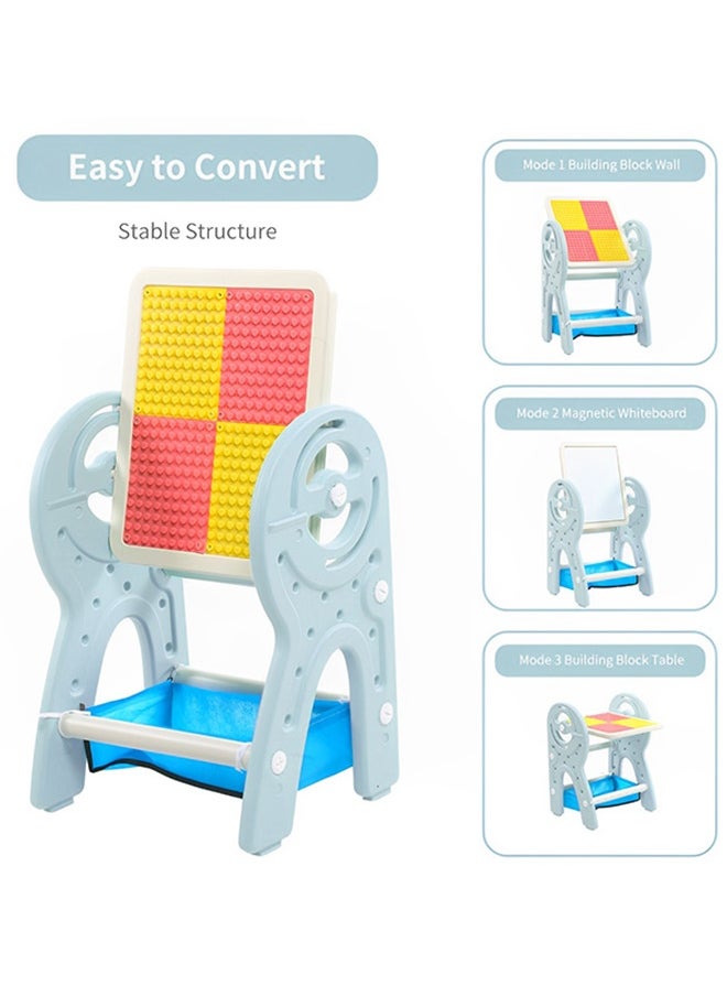 Kids Activity Table With Stool,2-In-1 Building Block Table Art Easel,Adjustable Standing Arts Crafts Table,Building Block Table,Educational Assembling Toys,Girl Boy Study Drawing Table And Chairs