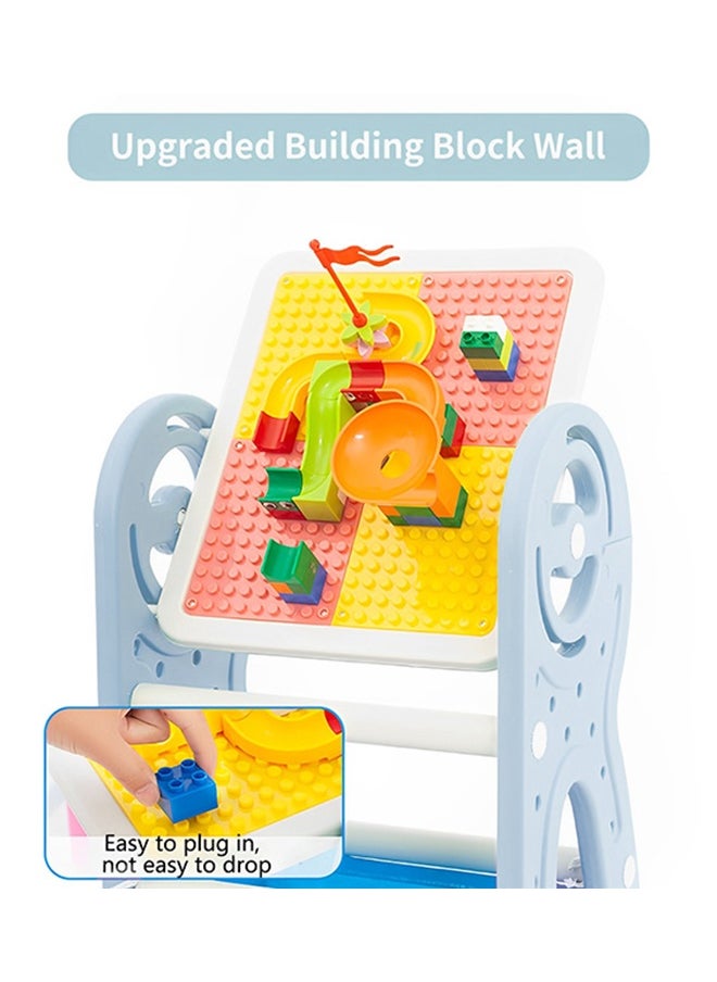 Kids Activity Table With Stool,2-In-1 Building Block Table Art Easel,Adjustable Standing Arts Crafts Table,Building Block Table,Educational Assembling Toys,Girl Boy Study Drawing Table And Chairs