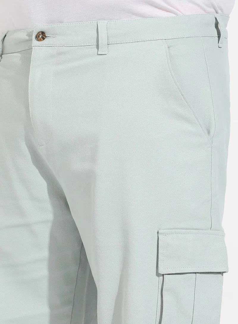 Instafab Plus Instafab Plus Men's Sage Green Cargo Shorts For Casual Wear | 6 Pockets | Plus Size Fit | Button Closure | Cotton Poly Cargo Shorts Crafted With Comfort Fit For Everyday Wear
