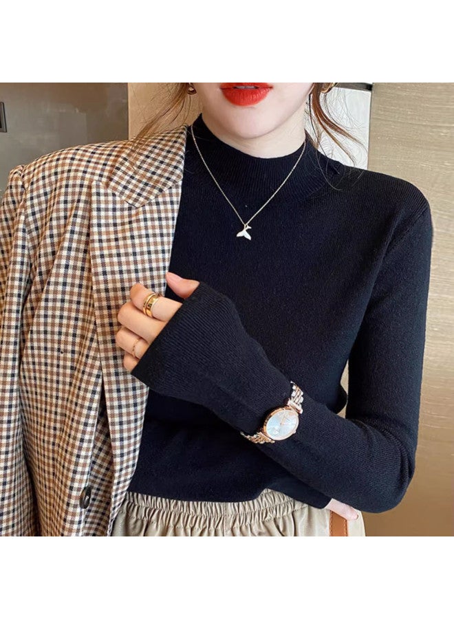 Modal Semi-Turtleneck Knit Sweater Women'S Autumn Winter Base Layer Shirt, Inner Wear With High-End Feel, Can Be Worn As Outerwear, Elegant Top For Women - Image 2