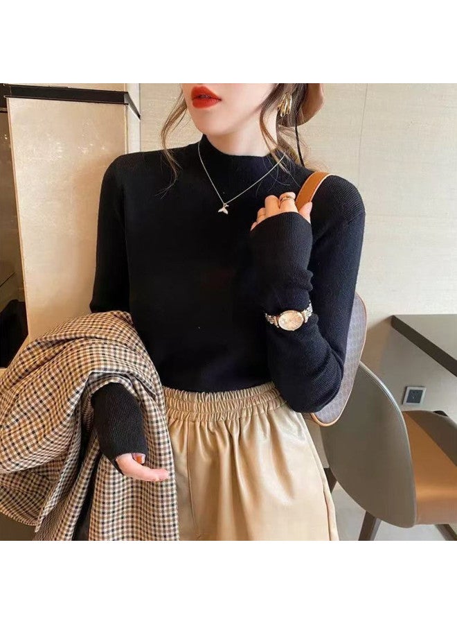 Modal Semi-Turtleneck Knit Sweater Women'S Autumn Winter Base Layer Shirt, Inner Wear With High-End Feel, Can Be Worn As Outerwear, Elegant Top For Women - Image 4