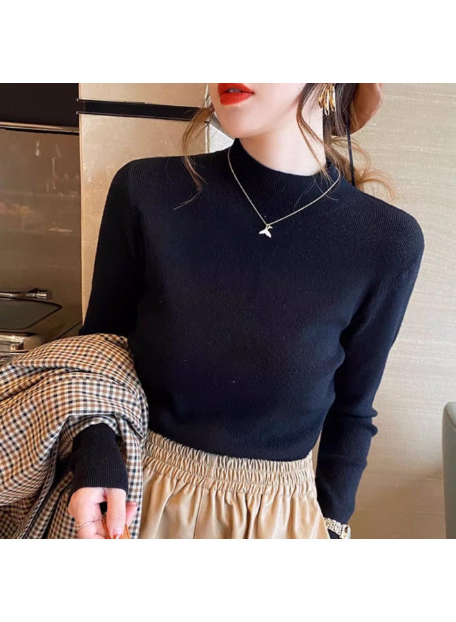 Modal Semi-Turtleneck Knit Sweater Women'S Autumn Winter Base Layer Shirt, Inner Wear With High-End Feel, Can Be Worn As Outerwear, Elegant Top For Women - Image 5