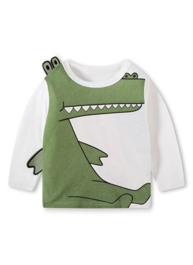 YUNIQEE White Printed Long Sleeve Crew Neck T-Shirt