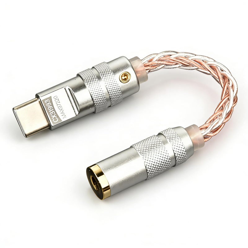 Tiandirenhe USB C TypeC إلى 35 مم ثنائي DAC CX31993 MAX97220 محول صوت رقمي محمول فك تشفير مضخم HiFi متوافق مع iPhone 1515 Plus15 Pro15 Pro Max 1616 Plus16 Pro16 Pro Max فضي نحاسي - Image 2